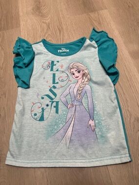Disney Frozen Elsa Teal & Light Aqua Girls Tee